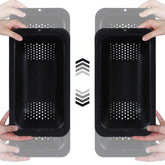 Blue Ginkgo sink colander baskets pack 2, black and extendable for versatile kitchen rinsing.