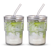 BLUEPOLAR 13oz glass tumbler with straw and lid for on-the-go hydration, iced drinks.