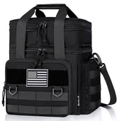 BNLCD tactical lunch box front view with rugged exterior and flag-ready Velcro panel.