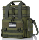 Bnlcd tactical lunch box front view shows rugged green exterior with sturdy carry strap for daily carry.