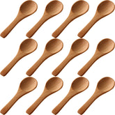 Boao 50pc small wooden spoons set for jars and condiments.