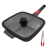 Bobikuke 3-section grill pan top view demonstrates multitask cooking versatility for weeknight meals