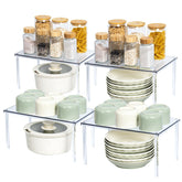 Bobomoment acrylic cabinet organizer assembled with four shelves for space saving storage