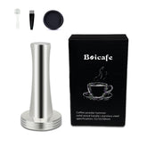 Boicafe 39mm coffee tamper base in polished stainless steel for even extraction