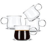 Boilmerit espresso cups set of 4 with 5 oz capacity and clear glass for shared tastings