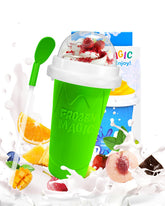 Bollove Slushie Cup green full setup with lid and straw for convenient treats