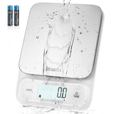 BOMATA waterproof IPX6 kitchen scale with stainless pan for easy cleaning.