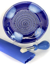 BonCera ceramic grater plate blue cross glaze for effortless garlic shredding.