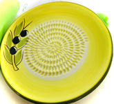 BonCera garlic grater plate in yellow olive design for quick, safe shredding