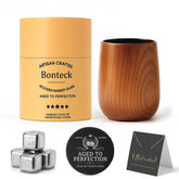 Bonteck wooden bourbon glass 16oz side view showcases premium grip and generous pour.