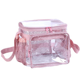 BORMELUN pink front view clear lunch bag shows see-through design for quick meal checks