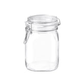 Bormioli Rocco clear glass jar with wide mouth for easy filling and quick access