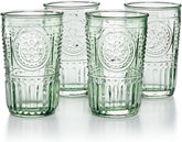 Bormioli Rocco Romantic 11.5oz green tumbler shows vibrant color for cocktails and everyday drinks.