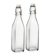 Bormioli Rocco Swing Top Bottle 17oz set with closure for spill-free storage.