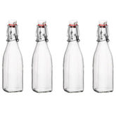 Bormioli Rocco Swing Top bottle 8.5 oz close-up shows clear glass and seal