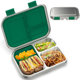 BOSEDSANG stainless steel kids lunchbox with three compartments keeps meals organized.