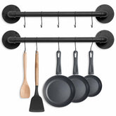 Boshangjia pot rack wall mounted saves kitchen space while organizing pots and pans.
