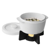 BOSKA Brie Baker with lid closeup showing heat-retaining design for melted cheese.