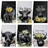 Boyiee Highland Cow towels with bluebird design for quick drying and decor