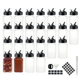 BPFY 24-pack square spice jars with black lids for organized pantry storage.