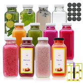 Brajttt 16oz glass juice bottle with lid for fresh, portable beverages.