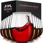 Bravario unbreakable stemless wine glass 16oz preserves a crystal-clear glass-like appearance.