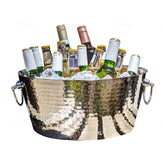 BREKX hammered beverage tub keeps drinks cold for hours during gatherings.