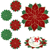 Breling poinsettia embroidered placemat in red for festive table decor