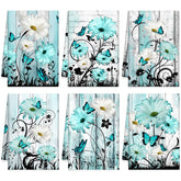 Breling teal-daisy kitchen towels set in teal and white for decorative kitchen use.