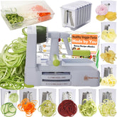 Brieftons 10-blade spiralizer blades for ultra-sharp veggie cuts and noodles.