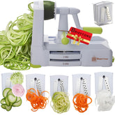 Brieftons 5-Blade spiralizer with powerful suction pad for stable veggie spiralizing