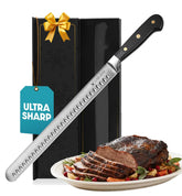 Bright Hobby Brisket Knife blade close-up showing razor-sharp edge for clean cuts