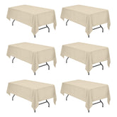 BRILLMAX beige tablecloth on a 6ft table showing clean rectangular top for events