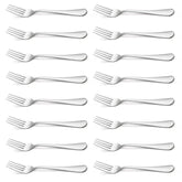 BRIOUT 16-piece silverware set with 8-inch dinner forks for everyday dining elegance.