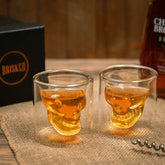 Brisked skull shot glasses set of 2 in crystal design for entertaining and gifting