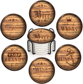 Britimes coaster set with beige marble ceramic rounds protects surfaces.