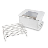 Brod & Taylor folding proofer white closed for compact storage and warmth.