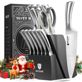 BRODARK Knife Block Set displayed on kitchen counter, organized and ready for use.