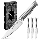 BRODARK steak knives 4.5-inch blade close-up for precise, effortless slicing.