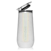 BrüMate 12oz flute glitter white with pour-ready design preserves bubbles longer
