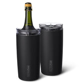 BrüMate Togosa two-in-one wine chiller lid shown on mat black bottle setup for cooling