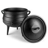 Bruntmor 6 qt cast iron cauldron ready for campfire stews