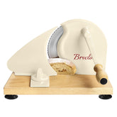 Brvclon manual bread slicer front view with adjustable thickness scale for precise cuts.