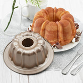 BSDLZCH Bundt pan front view shows 4.5 inch diameter for quick, even bakes.