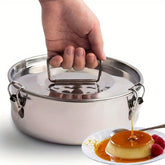 BSDLZCH stainless steel flan mold 63oz with lid for even cooking.