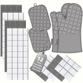 BSKSSK oven mitts and potholders set, heat resistant up to 500°F for safe handling.