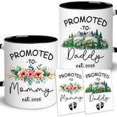 BSQUIELE Promoted to Parents 2026 mug set for daily celebration of growing family.
