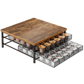BSTSLL coffee pod holder with wood top and metal frame for sturdy counter storage.
