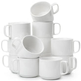 BTaT porcelain stackable mug front view with 12 oz capacity for daily coffee.