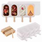 BTYMS 3-set popsicle molds with lids, four cavities, ideal for homemade treats.
